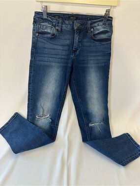 Miss Me Dark Blue Skinny Jeans with Knee Rips